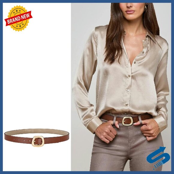 Women\'s Thin Leather Belt Skinny Waist Adjustable Gold Buckle main image 5